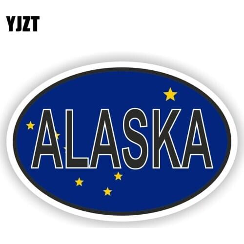 YJZT 14.2CM*9.5CM ALASKA STATE Flag Oval Decal Window Car Sticker Accessories 6-1580