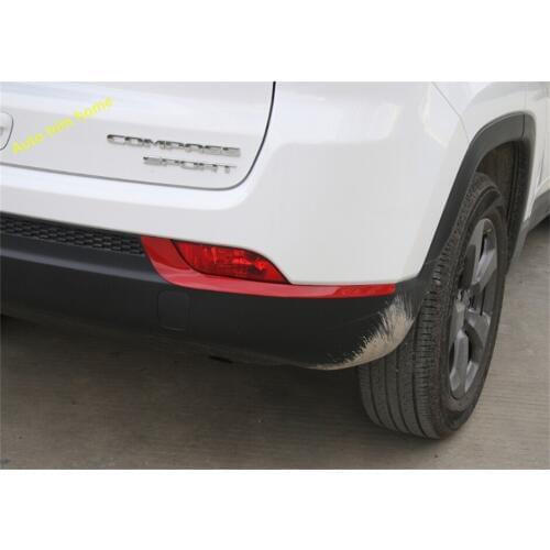 Lapetus Rear Below Fog Lights Lamps Eyelid Eyebrow Tail Bumper Decoration Strip Cover Trim For Jeep Compass 2017 - 2020 ABS