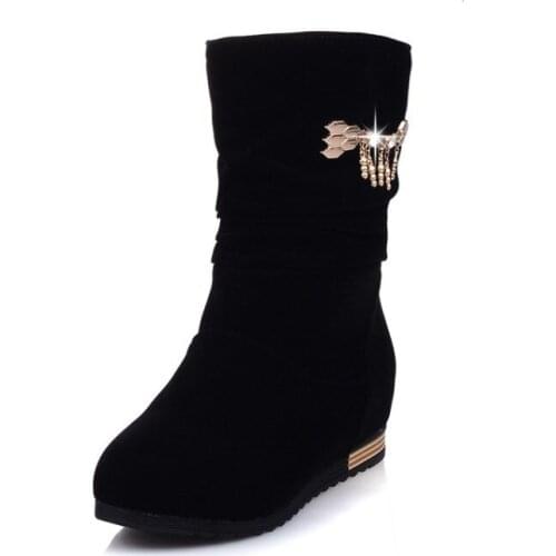 Big Size boots women shoes ankle boots for women ladies boots shoes woman winter Solid color round head sleeve