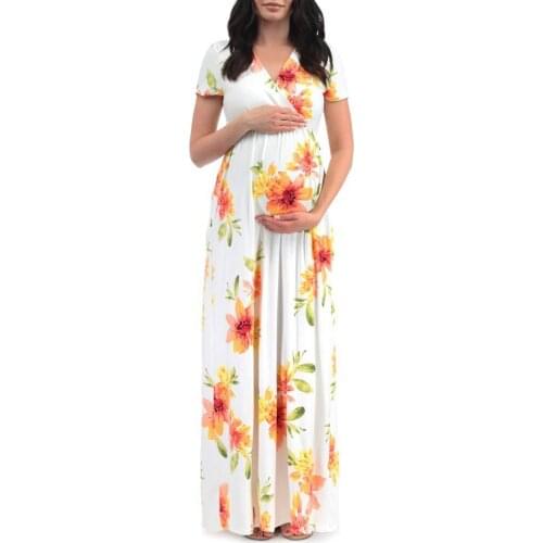 Womens Maternity Dresses Short Sleeve Leaf Print Dress Pregnancy Sundress Women Pregnants Fashion Soft Polyester Dresses S-XL