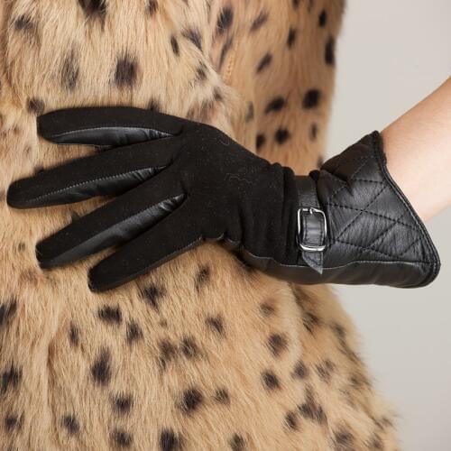 Gloves 2017 Autumn Winter New Women Genuine Leather Glove Goatskin Suede Gloves Warm Fashion Casual Driving KU-037