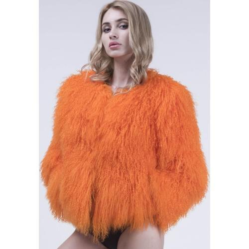 JANEFUR Genuine Lamb Tibet Sheep Fur Vests t for Women Long Sleeve