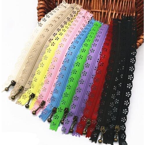 Random color 10pcs/lot 20cm zippers lace nylon finish zipper for sewing wedding dress AA7461