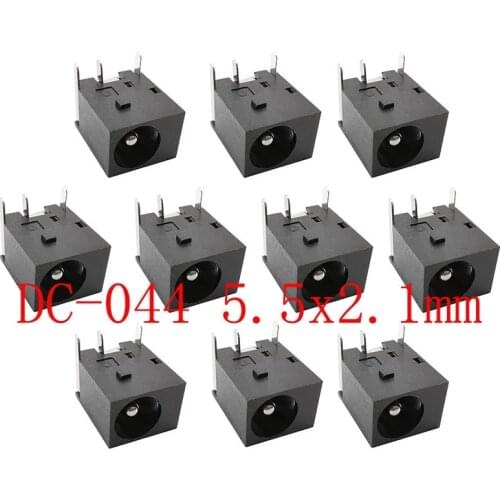 10Pcs/lot C-044 5.5x2.1mm DC Power Jack Socket 3Pin DC044 5.5*2.1mm DC Power Supply Interface 3-Pin Panel Mount Plug Connector