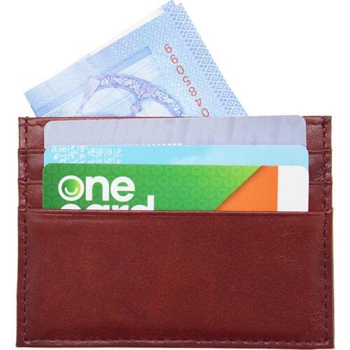 100% Cowhide Leather Card Holder Flat Vintage Color Genuine Skin Card Cover Gift Box Slim Card Case Custom Name Company LOGO