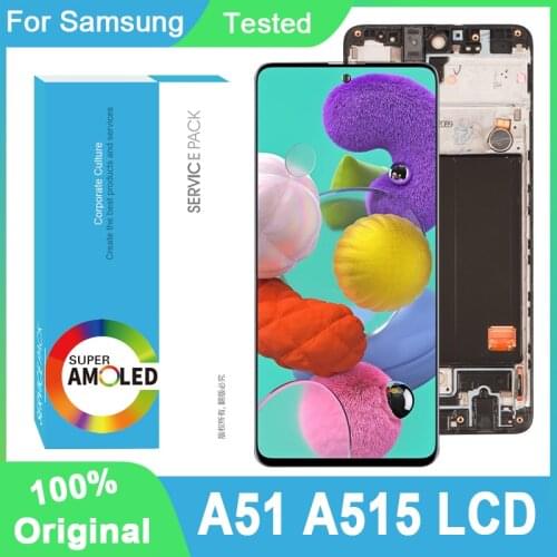 100% Original 6.5'' Super AMOLED Display For Samsung Galaxy A51 2020 A515 A515F A515 A515F LCD Touch Screen Digitizer Assembly