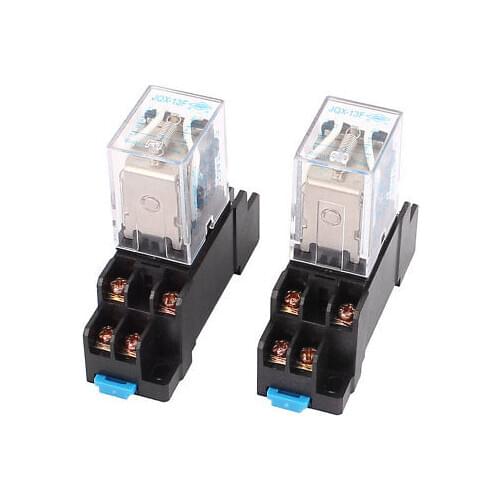 DC12V 10A Coil Voltage 8 Pin DPDT Electromagnetic Power Relay w Socket Base 2Pcs