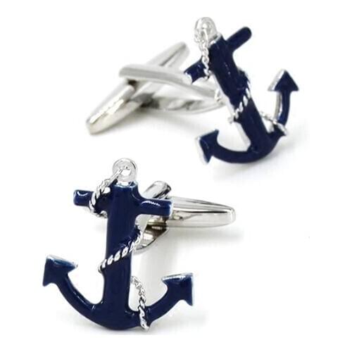 20pairs/lot Blue Enamel Anchor Cufflinks Nautical Navy Cuff Links Copper Plating Cuff Button Mens Jewelry Accessory