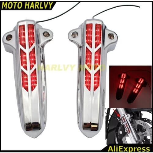 3Color Chrome LED Fork Lower Leg Deflectors Shield Cover For Harley Touring 2014-2017