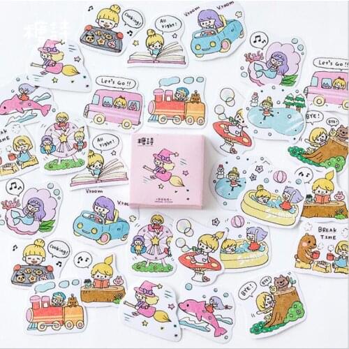 45 pcs/box Summer travel Girl imagine Decorative Stationery Stickers Scrapbooking DIY Diary Sticker Label