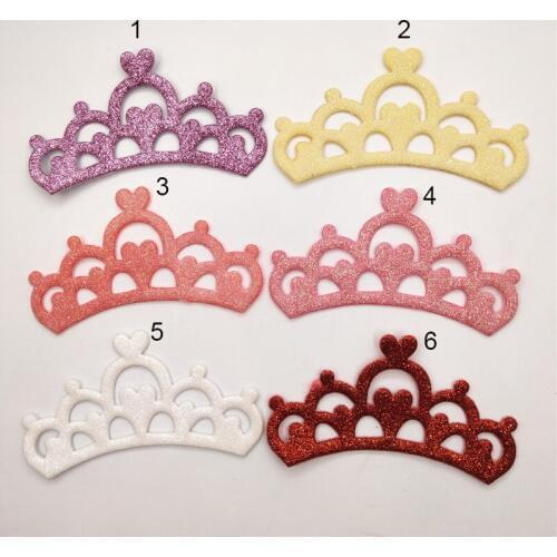 20pcs/lot 10cm Mixed Glitter Fabric Patches Glitter Crown Applique for Craft/Clothes DIY Scrapbooking Accessories