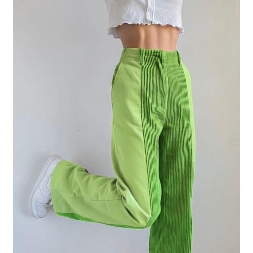 Corduroy Pants Women Vintage Long Wide Leg Trousers Female Soild High Waist Straight Women Pants Casual Trousers Ladies Broeken