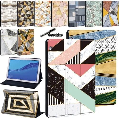 Geometry Leather Stand Tablet Cover Case for Huawei MediaPad M5 Lite 10.1"/M5 10.8"/T3 8"/T3 10 9.6"/T5 10 10.1" Shockproof Case