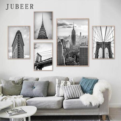 Black and White Wall Art Decoration Painting City Landscape Canvas Print for Living Room New York Posters and Prints Home Decor