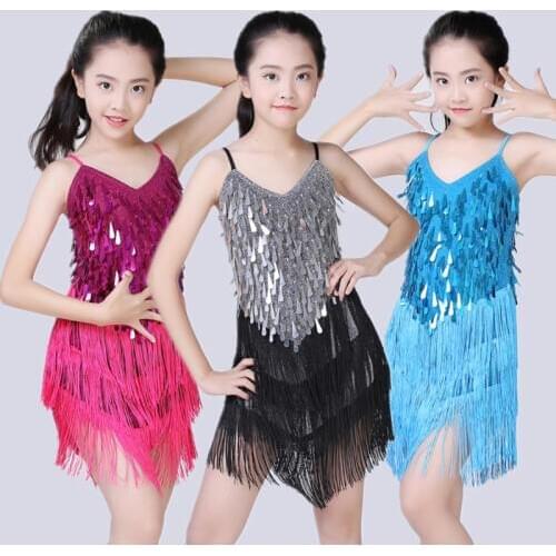 Children Latin Dance Dress Girls Ballroom Dance Competition Dresses kids Salsa /Tango / Cha Cha Rumba Stage Performance Outfits