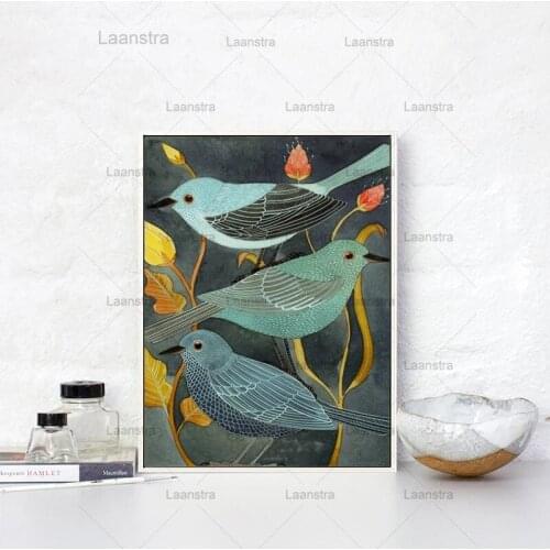 Elegant Poetry Animals Birds Nightingale Retro Decor Canvas Creative Art Style Painting Print Picture Poster Wall Art Home Decor