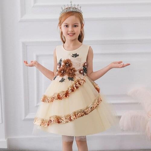 Summer Flower Ball Gown Dress Girl Clothes Costume Kids Dresses For Girls Children Dresses Evening Party Elegant Princess Dress