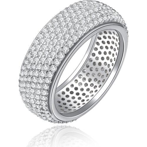 Hot women wedding ring lady jewelry full round AAAA zircon fine Silver Color ring jewellery wholesale us 6 7 8 9