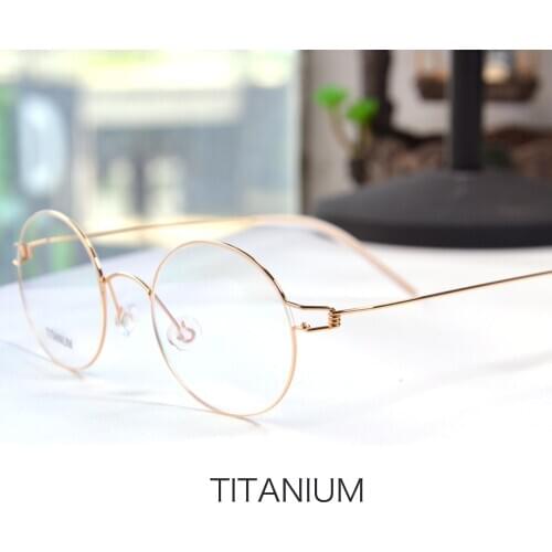 Vintage Round Prescription Glasses Frame Ultra Light Titanium Rim Screwless Eyeglasses For Men Retro Circle Spectacles For Women