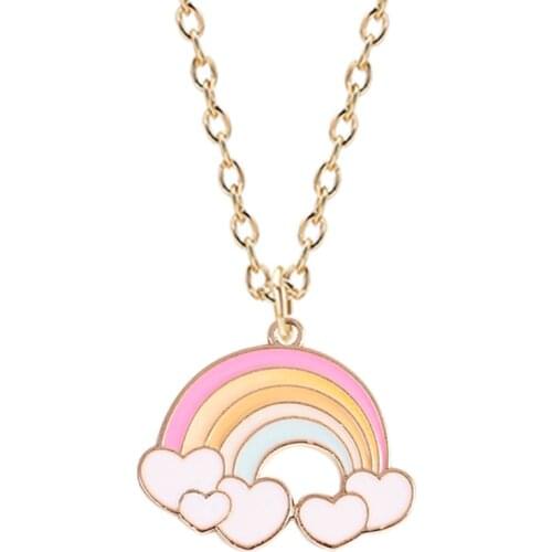 Fashion Best Friend Six Heart Necklace Rainbow Alloy Pendant Friendship Jewelry Lady Charm Birthday Gift One Piece Pack New