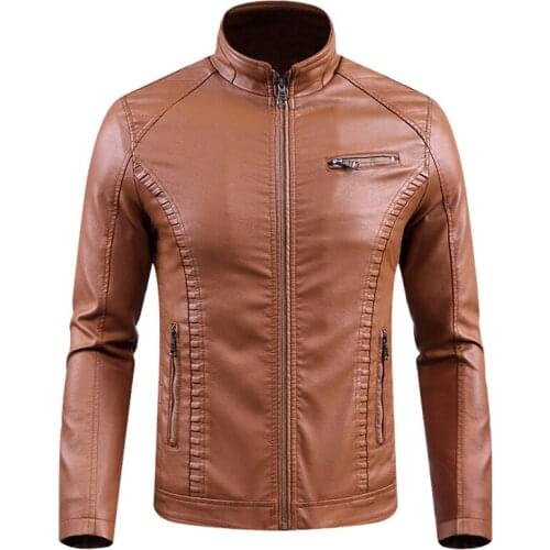 2019 Jackets Men Slim Fit Casual Outwear Bomber Jacket Windbreaker PU Motorcycle Leather Jackets male fur coat