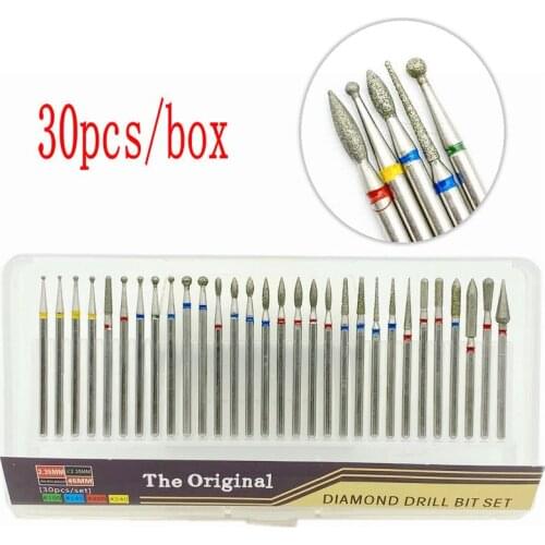 30 manicure diamond set grinder to die leather tool 4 color diamond sand polishing head set