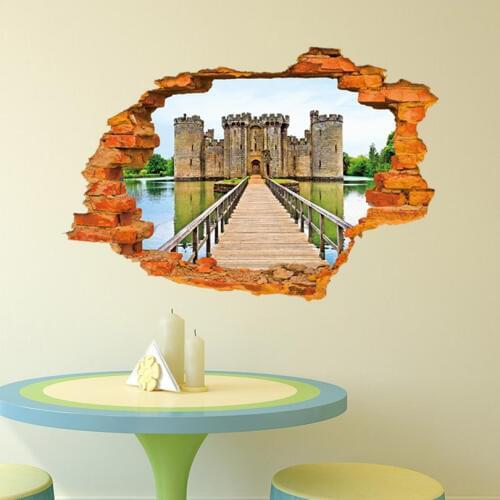 Wall paintings 3D three-dimensional wall stickers castle wall Sticker for home hotel room bathroom wall Decoration WX91627