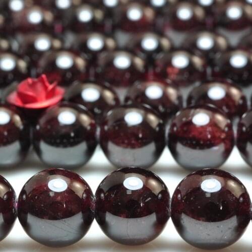 Natural Red Garnet Smooth Round Loose Beads Wholesale Gemstone Semi Precious Stone Bracelet Necklace Diy Jewelry Making Design