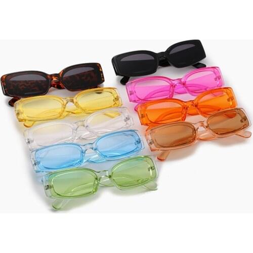 2020 New Small Square Frame Candy Color Transparent Sunglasses Female Colorful Ocean Piece Rectangle Fashion Eyeglasses