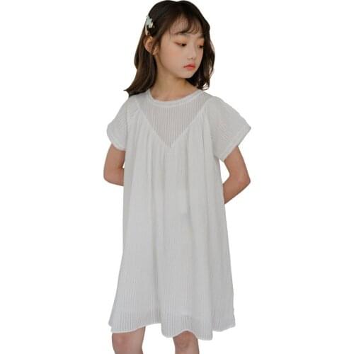 YourSeason Girls 2021 New Kids Cotton Lace White Dress Soft Children Summer Clothes Mommy Girls Two Layers Dress