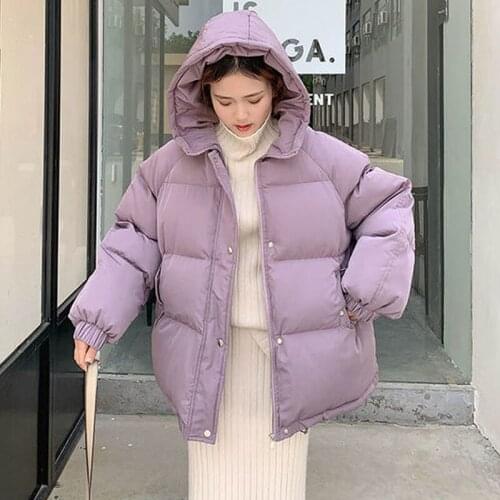 New 2021 Women Short Jacket Winter Thick Hooded Cotton Padded Coats Female Korean Loose Puffer Parkas Ladies Oversize Outwear