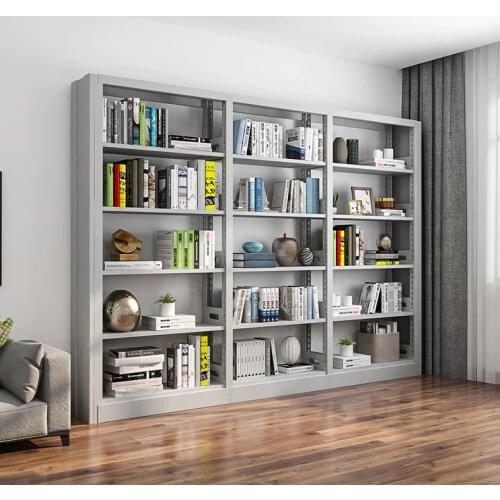 Office household steel assembly display shelves picture book library school kindergarten library simple steel and wood bookshelv