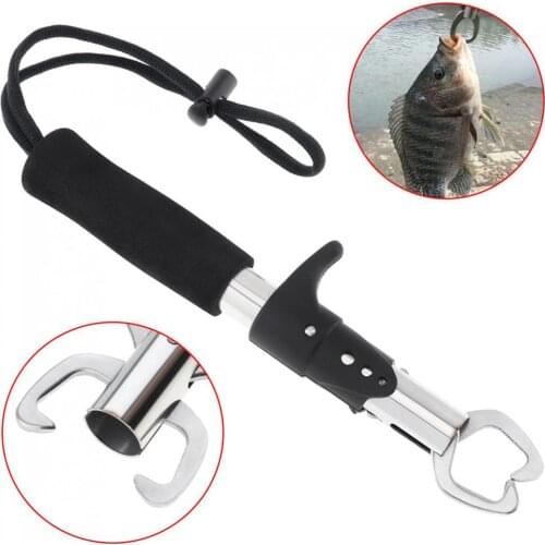 Fish Grip Portable Stainless Steel Fishing Gripper Fish Pliers Grab EVA Handle Fishing Tackle Box Fishing Accessory Tool