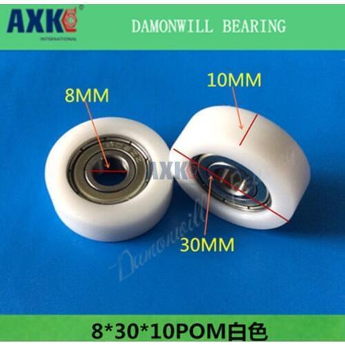 Package rubber 8*30*10POM PU 4PCS groove plastic nylon wheel 608 bearing polyurethane wheel roller pulley rubber wheel