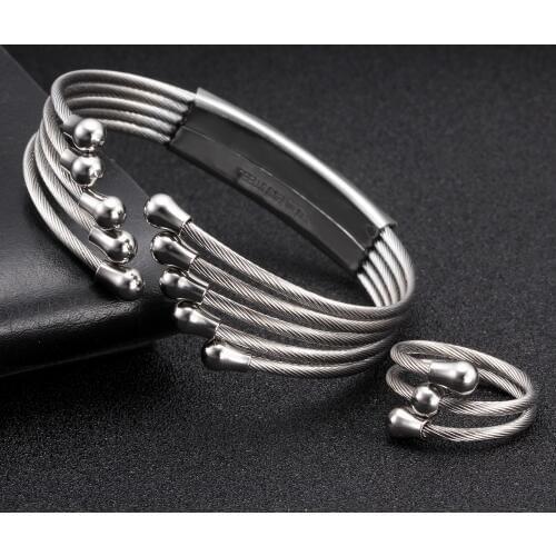 Luxury Brand Silver Chain Link Female Women Charm Wrap Bangles Soft Stainless Steel Tassel Open Fashion Cuff Bracelets