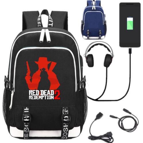 Game Red Dead Redemption 2 USB Backpack School Bags Bookbag Cosplay Anime Cartoon Unisex Shoulder Laptop Travel Bags Mochilas