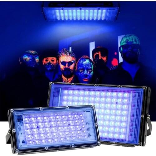 UV DJ Disco Light 50W 100W Stage Light 395nm 400nm Ultraviolet Floodlight 220V Fluorescent Effect Lights Party Stage Backlight