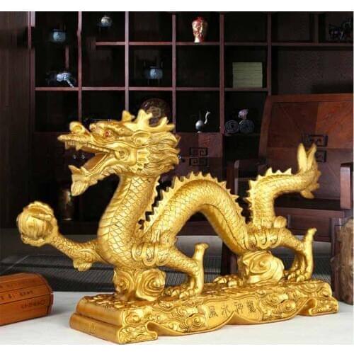 Family feng shui ornaments Imitation copper lucky town house home crafts decorations gold dragon ornaments