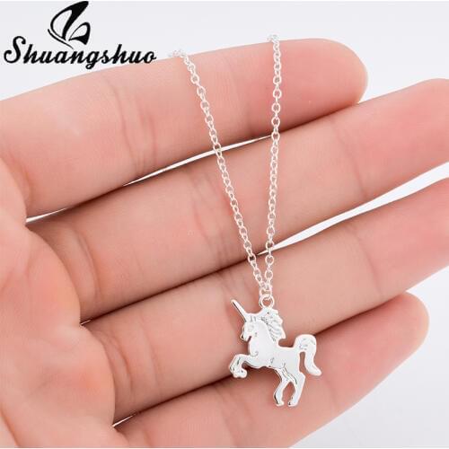 Shuangshuo Korean Style Animal Jewelry Unicorn Necklace Unicorn Accessories Unicorn Party Birthday Gift Animal Jewelry bijoux