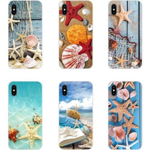 Blue Wood Seashells Sea Star For Huawei G7 G8 P8 P9 P10 P20 P30 Lite Mini Pro P Smart Plus 2017 2018 2019 Accessories Case Cover