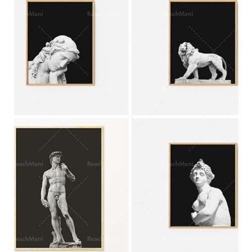 Statue Art, Statue Mahler, Abstract Bust Statue Statue Greek Style Poster Wall Art Modern Impression Art David Woman Bust, Statu