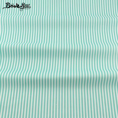 Booksew Textile Cotton Twill Baby Fabric For Dolls Light Green Strips Design Cloth Tecido DIY Patchwork Sewing Dress Material