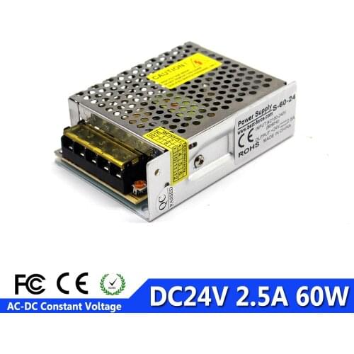Universal DC24V 2.5A 60W Switching Power Supply Driver Transformer 100-240V AC To DC 24V SMPS for LED Strip Lighting CCTV Print