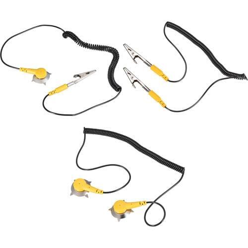 Uxcell 1pcs 2pcs 4pcs Anti-Static ESD Grounding Cable Coiled Cord with Alligator Clip Claw and PU Grounding Wire