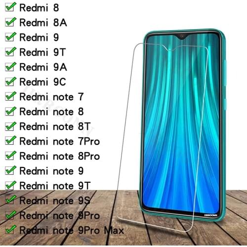 9H Tempered Glass For Xiaomi Redmi Note 8 8T 7 9 Pro Max Screen Protector Glass Redmi 9 9A 9C 9T 8A Note 9 S 9T Protective Glass