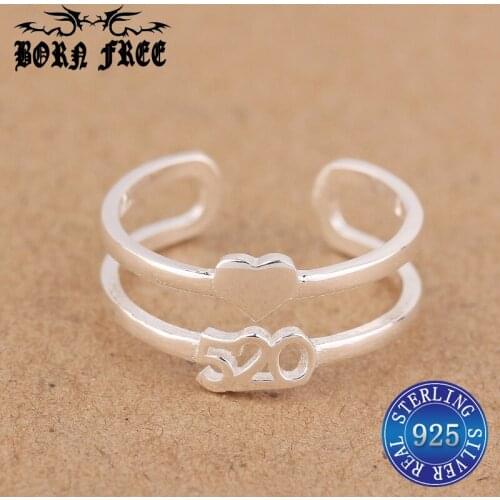 Sterling silver rings for women number figure ring couple anello plata 925 para mujer jewelry ringen bague femme ring love heart
