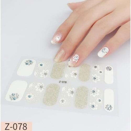 1Sheet 3D Rhinestones Glitter Sticker Japanese Trend Nail Art Wraps Polish Nail Tips Full Cover Adhesive Manicure Decorations