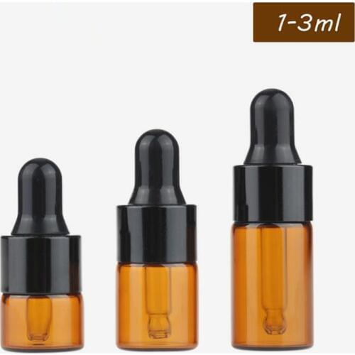 1ML 2ML 3ML brown Glass Bottle with Pipette, Small Essential Oil Bottle, Empty Glass Dropper Bottle F20171392