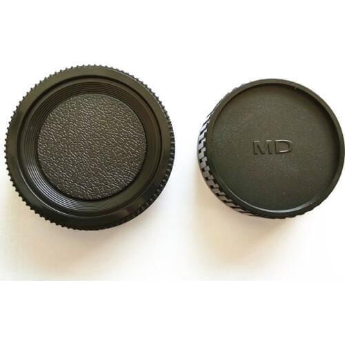 1Pair Camera Lens Body Cover + Rear Lens Cap Hood Protector for Minolta MD MC SLR Camera and Lens