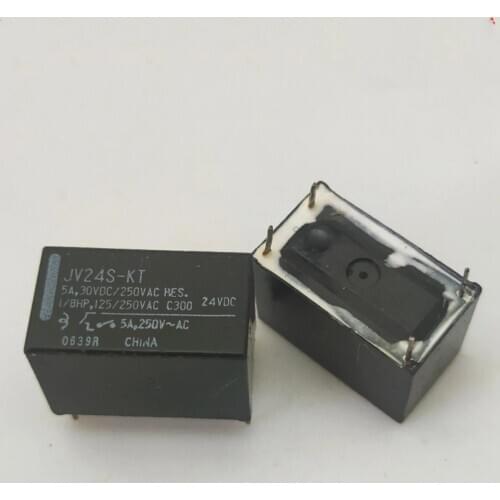 10pcs/lot JV24S-KT JV-24S-KT JV24-KT 4PINS 5A30VDC/250VAC 24VDC relay